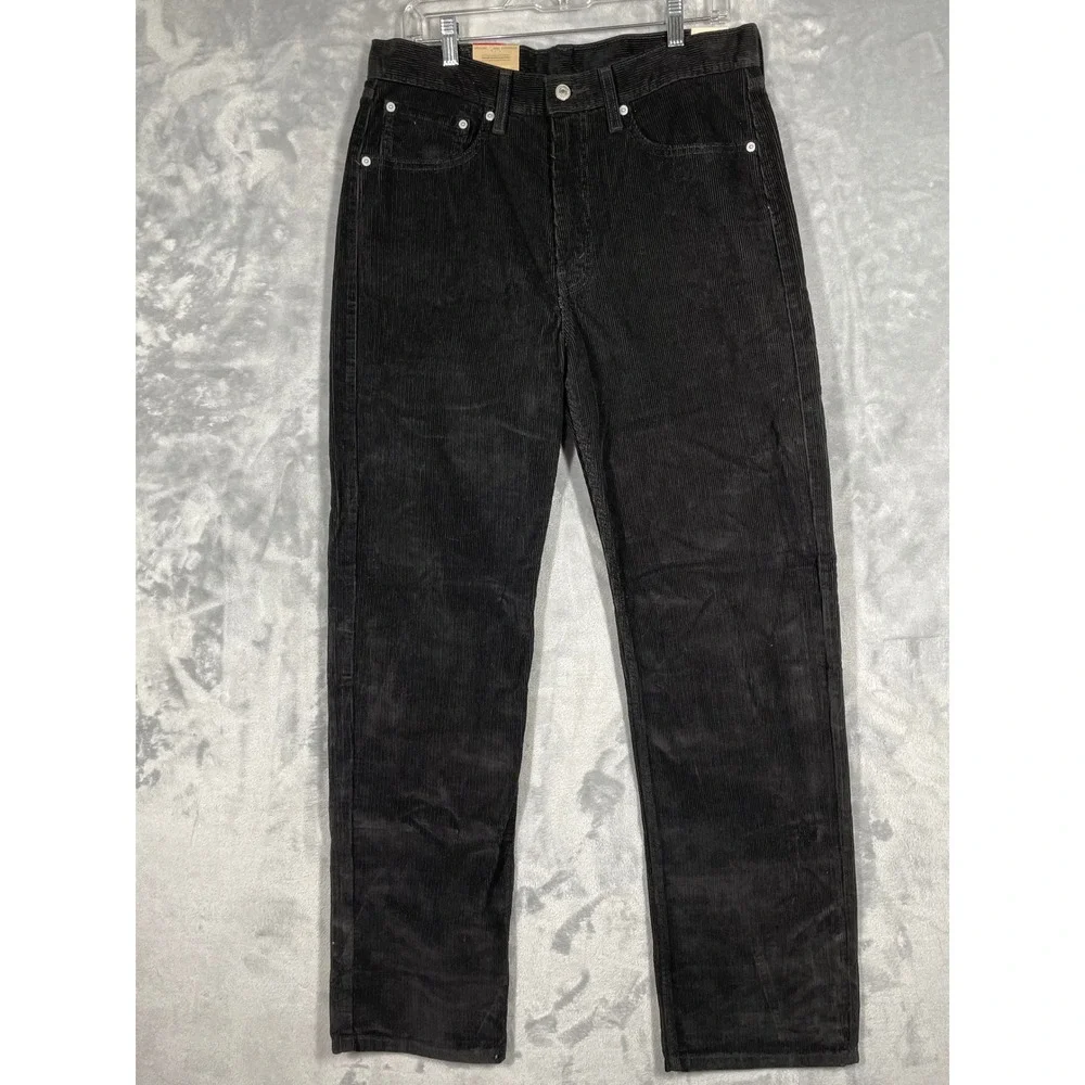 Levis 565 Loose Straight Black Corduroy Pants Mens W32 L34 NWT